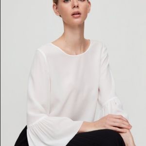 Babaton Light Blue Bell Sleeve Blouse